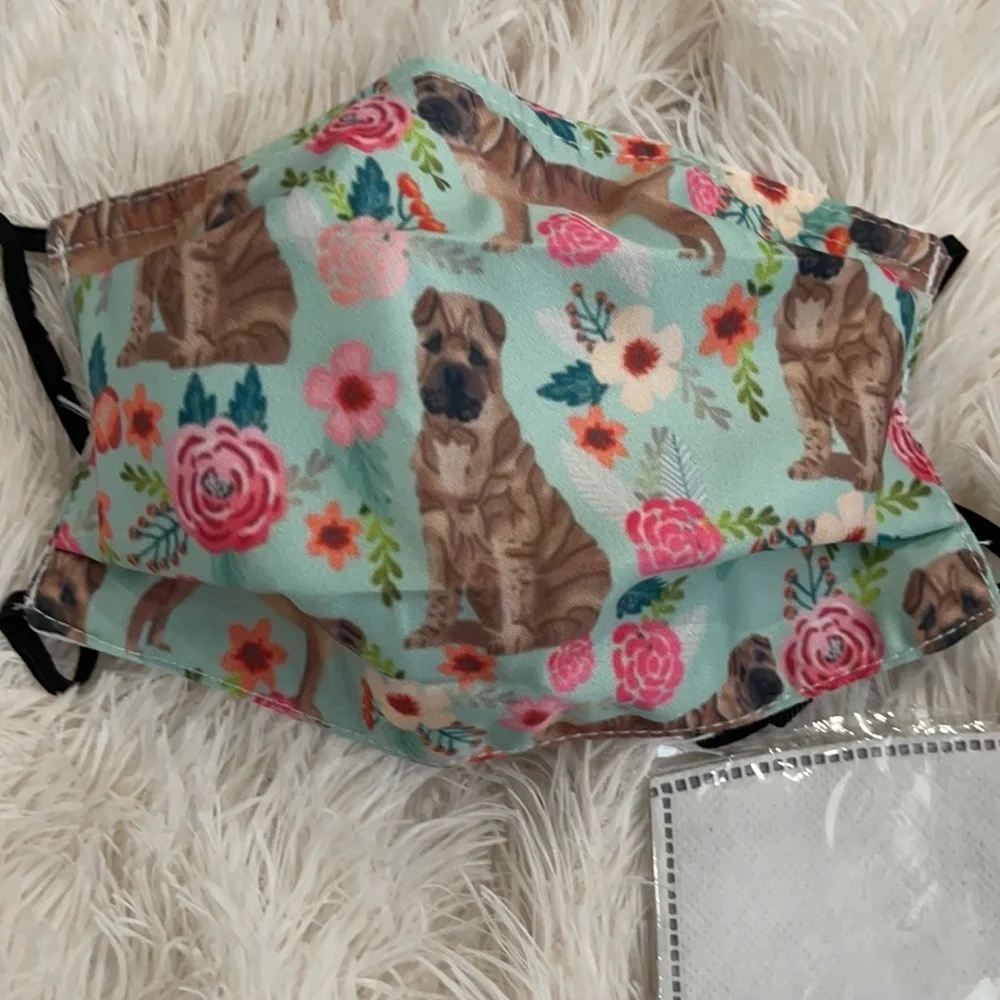 New cute floral dog face mask